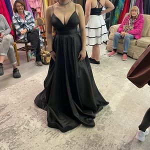 Sherri Hill Black Satin Prom Dress